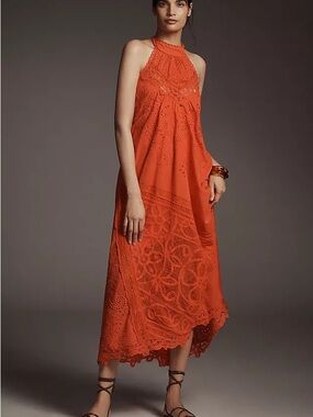 by anthropologie one-shoulder cutwork dress Amara One-Shoulder Cutwork Midi Dress by Anthropologie in Green, Size: Small